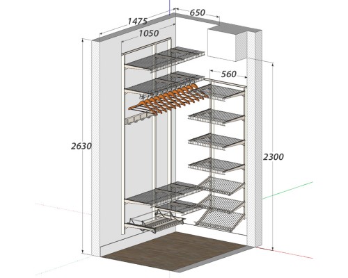 Сетчатая гардеробная в маленькую прихожую